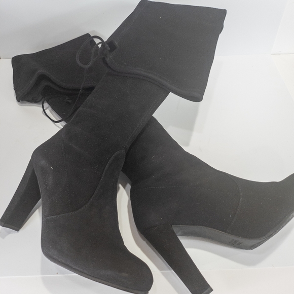 Stuart Weitzman Highland Over-the-Knee Boot Suede Black -8 - Picture 8 of 9